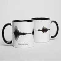Кружка "I LOVE YOU", Черный, английский, Деревянная подарочная коробка с гравировкой, 330 мл