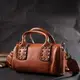 Женская сумка с металлическими акцентами на ручках из натуральной кожи Vintage 22367 Коричневая