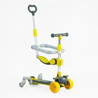 Самокат 5 в 1 Skyper, колеса PU 125 х 40 мм со светом, музыка, с дополнительными колесами. Gray and Yellow (153258)