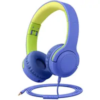Детские проводные наушники с микрофоном Picun Q2 Blue/Green