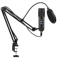 Студийный микрофон F1 Pro (USB) со стойкой пантограф и поп-фильтром Black