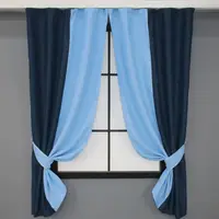 Комплект (2шт. 1 х1,7м.) коротких штор, блекаут. Колір темно-синій з блакитним. Код 032дк 12-0001