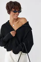 В'язаний жіночий кардиган на блискавці - чорний цвет, ONE SIZE (є розміри)