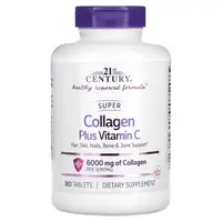 Препарат для суставов и связок 21st Century Super Collagen Plus Vitamin C 6000 mg, 180 таблеток