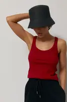Однотонная трикотажная майка в рубчике - красный цвет, ONE SIZE (есть размеры)