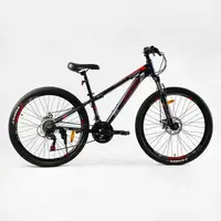 Велосипед Спортивный Corso 26". "PRIMO", 21 скоростей, алюминиевая рама 13", переключатели SAIGUAN. Black and Red (137793)