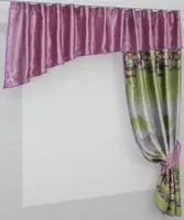 Уцінка! Кухонний комплект (280х170см.) шторка з ламбрекеном. Колір ліловий з різнокольоровим принтом. Код 097к 59-238
