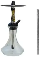 Дымный кальян с прозрачной колбой Sky Hookah SDM - Gold & Black (чёрно-золотистый, полный комплект)