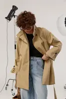 Жіночий тренч з поясом - світло-коричневий цвет, ONE SIZE