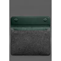 Чохол-конверт із клапаном шкіра+фетр для MacBook 16" Зелений Crazy Horse