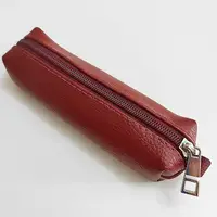 Ключница карманная Big из экокожи на молнии, чехол для ключей, бордовая 12х4х3 см
