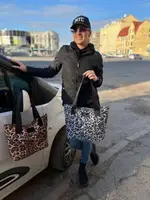АКЦІЯ. Сіра - велика, об'ємна сумка зі стьобаної щільної плащівки  (5159)