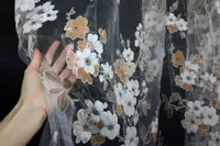 Тюль, органза з великим квітковим принтом Колір білий з оранжевим і коричневим Код 898т