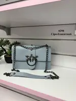 Серо-голубой - каркасный стильный клатч с птицами на магнитах (0298)