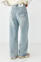 Джинсі Wide leg з ефектом бруду - блакитний колір, M