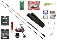 Набор на Хищника Спиннинг 2.4 м карбон катушка Bratfishing +шнур+леска
