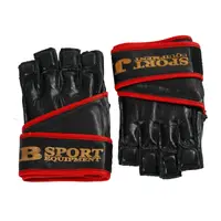 Перчатки для каратэ TM JAB, кожа, фиксация. Black with red (17165)