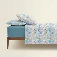 Двоспальна постільна білизна з простирадлом на резинці PASTEL PALMS CS1