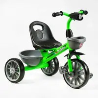 Детский велосипед 3-х колесный Best Trike, колеса из вспененной резины, стальная рама, фара с музыкой и светом, 2 корзины. Green (147567)