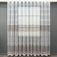 Короткий тюль (3х2м.) жакард. Колір білий з капучино. Код 1946т 42-0907