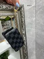 Серая клетка - стильная брендированная ключница на молнии, фурнитура металл с фирменным лого (1571)