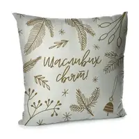 Подушка диванная с бархата Щасливих свят 45x45 см (45BP_25NG007)