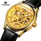Стильные  наручные часы Forsining Arrow Gold Skeleton