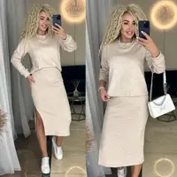 Костюм-двійка SC6033 Бежевий Oversize S-L