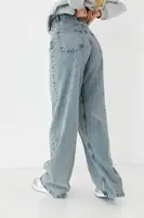 Жіночі джинси-варені wide leg із защипами - блакитний колір, 38р