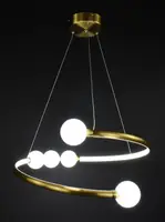 Люстра светодиодная подвесная LED светильник для квартиры на потолок лэд 27562 Латунь 25-90х60х60 см.