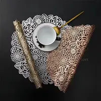 Сервировочная салфетка круглая под горячее, коврик сервировочный розово-золотистый набор 2 шт