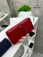 Натуральная кожа Черный - стильный женский кошелек на молнии металл в фирменной коробке 1321