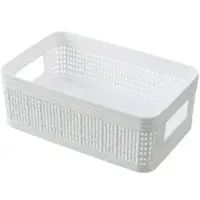 Корзина с ручками для хранения вещей Stenson TD-00915-L 34х27х8 см белая