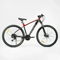 Велосипед Спортивный Corso MAGNUS 29", 27 скоростей, рама алюминиевая 19", оборудование. Black with Red (138308)