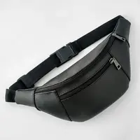 Сумка на пояс бананка Bumbag из экокожи унисекс, поясная сумка через плечо Чёрная 27×16 см