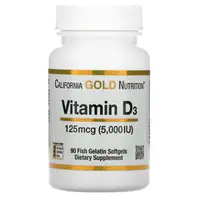 Витамины и минералы California Gold Nutrition Vitamin D3 125 mcg, 90 рыбных капсул