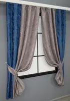 Комплект (2шт. 1,2 х1,7м.) коротких штор з жакарда. Колір синій з сіро-пудровим. Код 032дк 12-0006