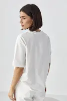 Oversize футболка з принтом мишки - білий колір, ONE SIZE