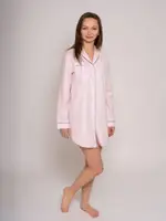 Сорочка бавовняна жіноча домашня для дому та сну довгий рукав Vivioji Рожевий розмір S (12473)