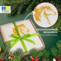 Рушник з вишивкою конячки Рік коника 50х90 см в подарунковому пакованні, бавовна коник жовтий