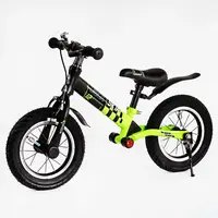 Велобег детский 12’’ Corso "Skip Jack" ручной тормоз, амортизатор. Green and black (119238)