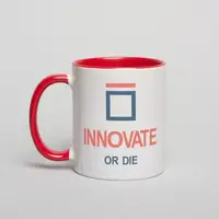 Кружка "Innovate or Die", Красный, английский, Деревянная подарочная коробка с гравировкой, 330 мл