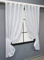 Комплект (2шт. 1,3х1,7м.) коротких жакардових штор, колекція "Вензель". Колір білий. Код 418ш 35-0238