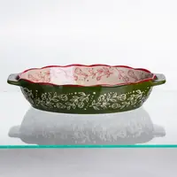 Форма для запекания Vintage 700 мл овальная с ручками Зеленая HM05-01