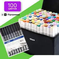 Двусторонние маркеры Touch 100 цветов и набор лайнеров 9 шт для рисования и скечтей набор фломастеров