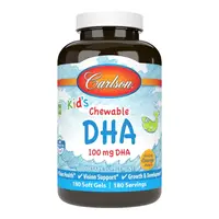 Жирные кислоты Carlson Labs Kid's Chewable DHA, 180 капсул - апельсин