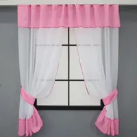 Кухонный комплект, (280х170см.) шторки с ламбрекеном и подхватами. Цвет белый с розовым. Код 085к 52-0729
