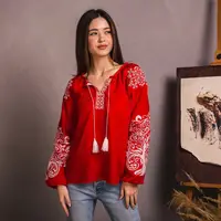 Вишиванка жіноча Moderika Дерево Життя червоній льон M