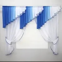 Кухонный комплект (200х170см), шторки с ламбрекеном. Цвет синий с белым. Код 00к 59-721