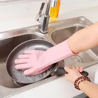 Силиконовые перчатки Magic Silicone Gloves Pink для уборки чистки мытья посуды для дома. Цвет розовый